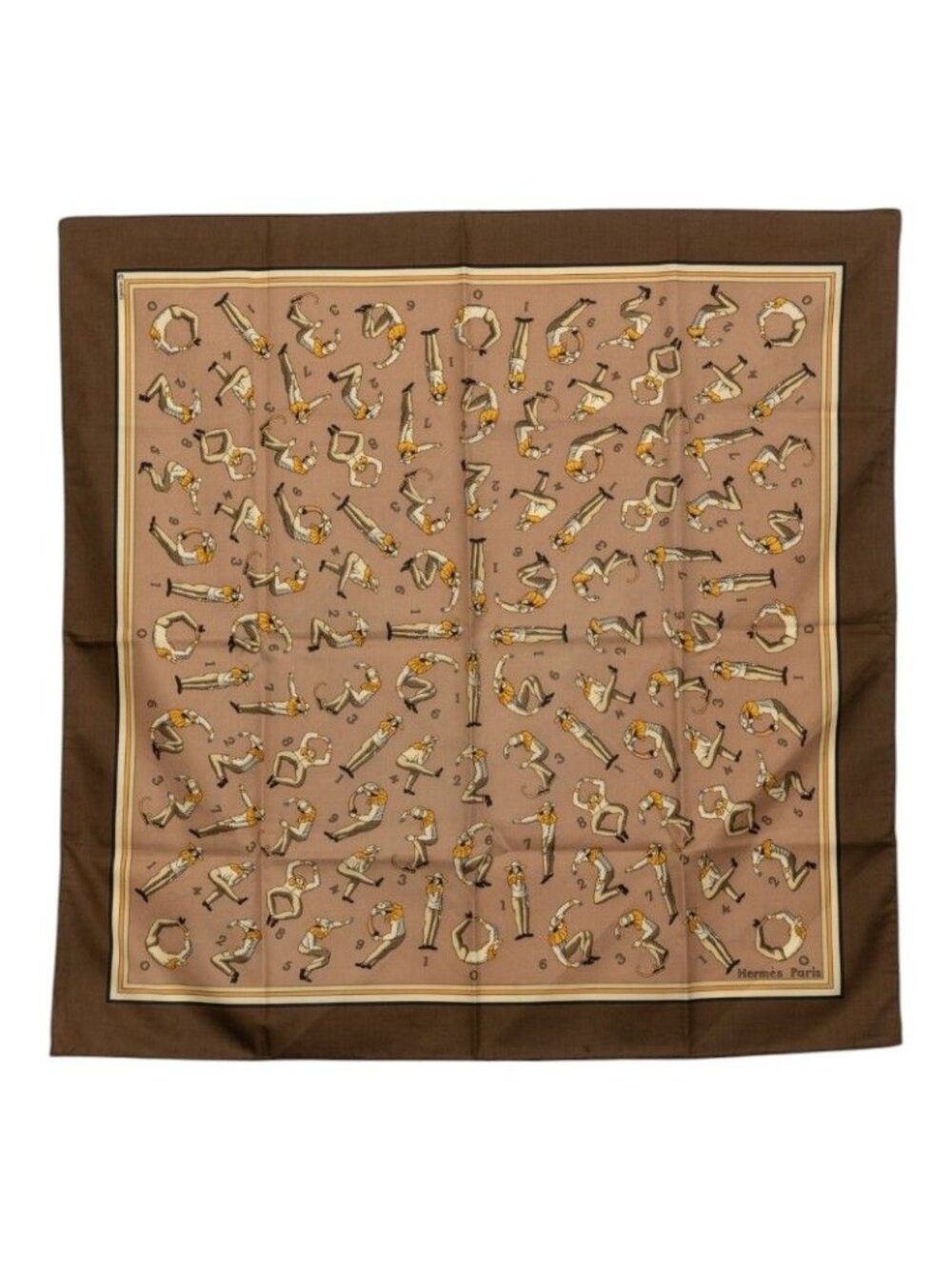 Hermes Carre 65 Omnibus Et Voitures de Place Legend of and White Scarf Brown